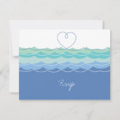 Blue Waves Loopy Heart Beach Wedding Carte RSVP (Dos)