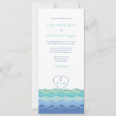 Blue Waves Moderne Loopy Heart Beach Invitation de (Devant)