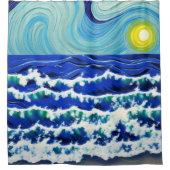 Blue Waves Moon Dansend in Ocean Douchegordijn (Voorkant)
