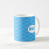 Blue Waves Motif Monogram's Day Mug (Devant droit)