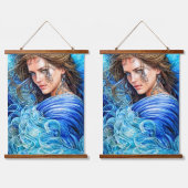 Blue Waves Ocean Goddess Fantasy Art Hangend Wandkleed (Dubbel)
