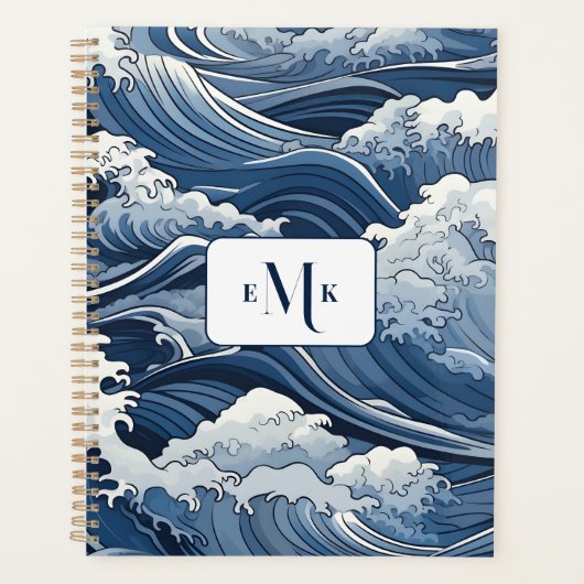 Blue Waves Ocean Thème Planner personnalisé (Devant)