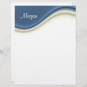 Blue Waves Personal Letterhead Stationery (Voorkant / Achterkant)