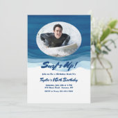 Blue Waves Photo Anniversaire Invitation (Debout devant)