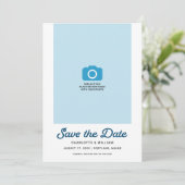 Blue Waves Photo Save the Date Kaart (Staand voorkant)