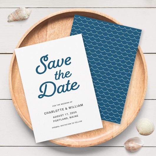Blue Waves Save the Date Kaart
