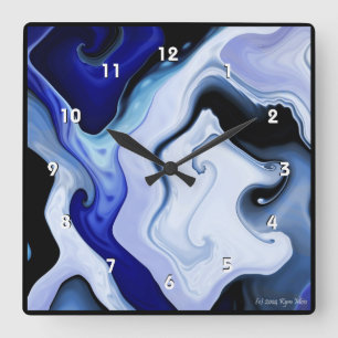 Blue Waves Square Clock Vierkante Klok