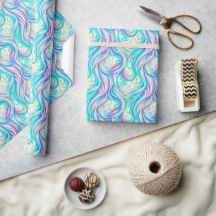 Blue Waves Twirls and Swirls Pattern Cadeaupapier