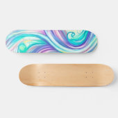 Blue Waves Twirls and Swirls Pattern Skateboard (Horizontaal)