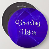 Blue Waves Usher Ronde Button 6,0 Cm (Voorkant /achterkant)