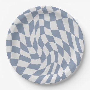 Blue Wavy Paper Bord Modern Party servies