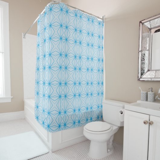 Blue Wavy Pattern Douchegordijn (In situ)