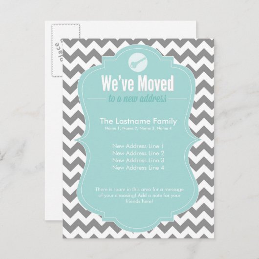 Blue We hebben Briefkaarten voor adreswijziging ve (Voorkant / Achterkant)