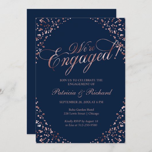 Blue We zijn een uitnodiging van de Engaged Party (Voorkant / Achterkant)