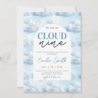 Blue We zijn op Cloud Nine Baby shower Shower Kaart