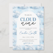 Blue We zijn op Cloud Nine Baby shower Shower Kaart (Voorkant)