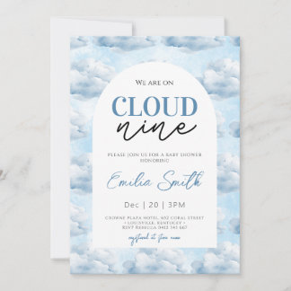 Blue We zijn op Cloud Nine Baby shower Shower Kaart
