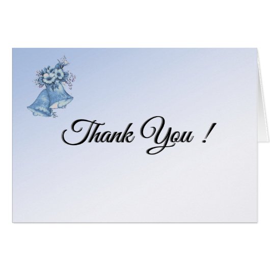 Blue Wedding Bells Hartelijk dank, kaart met handt (Voorkant Horizontaal)