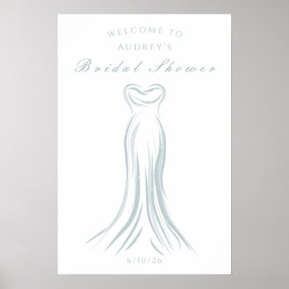 Blue Wedding Dress Vrijgezellenfeest Welkom Poster