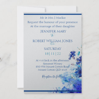 Blue wedding invitation  kaart