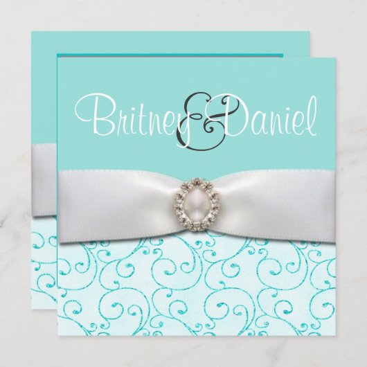 Blue Wedding Invitations Kaart (Voorkant / Achterkant)
