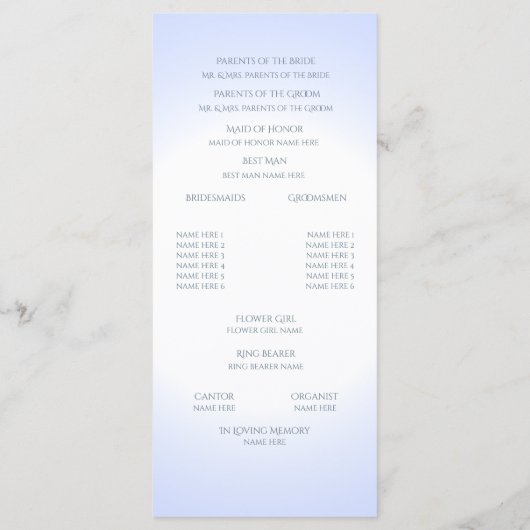 Blue Wedding-programma Programma (Achterkant)