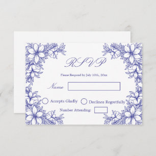 Blue Wedding RSVP met  Floral graphics
