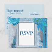 Blue Wedding RSVP Uitnodiging Briefkaart (Voorkant / Achterkant)
