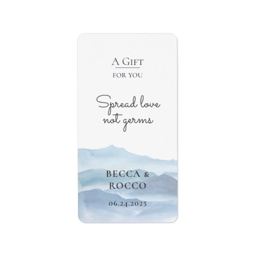 Blue Wedding Spread Love not Germs Hand Sanitizer Etiket (Voorkant)