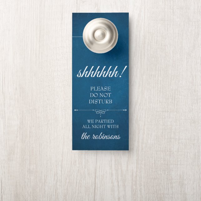 Blue Wedding Welcome/Do not Disturate door Hanger (Op knop)