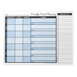 Blue Weekly Meal Planner with Grocery List Notitieblok