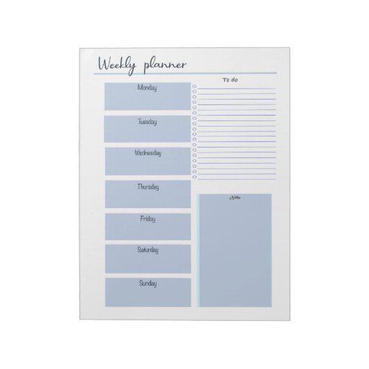 Blue Weekly Planner Notitieblok (Gedraaid)