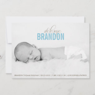 Blue Welcome Baby Foto Baby Birth Announement Aankondiging