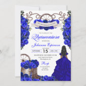 Blue Western Charra Ranchero Quinceanera Kaart (Voorkant)