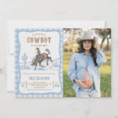 Blue Western Cowboy Baby shower Invitation  (Devant)