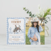Blue Western Cowboy Baby shower Invitation  (Debout devant)