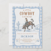 Blue Western Cowboy Baby shower Invitation  (Devant)