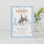 Blue Western Cowboy Baby shower Invitation  (Debout devant)