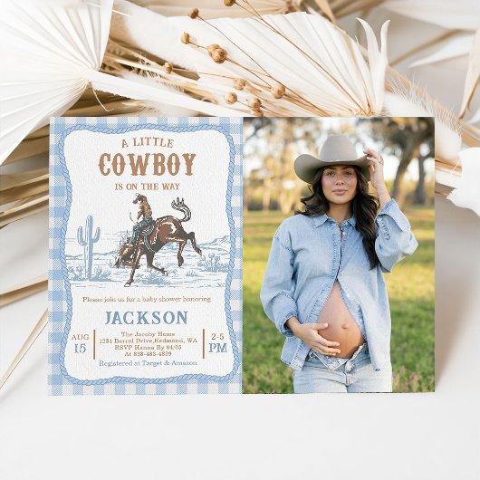 Blue Western Cowboy Baby shower Invitation 