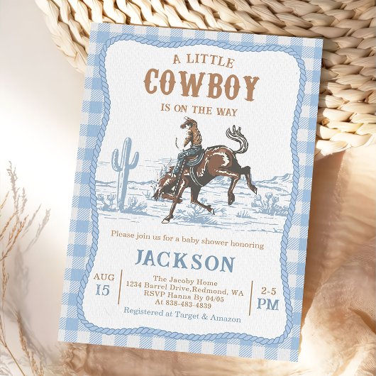 Blue Western Cowboy Baby shower Invitation 