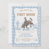 Blue Western Cowboy Birthday Invitation  (Devant)