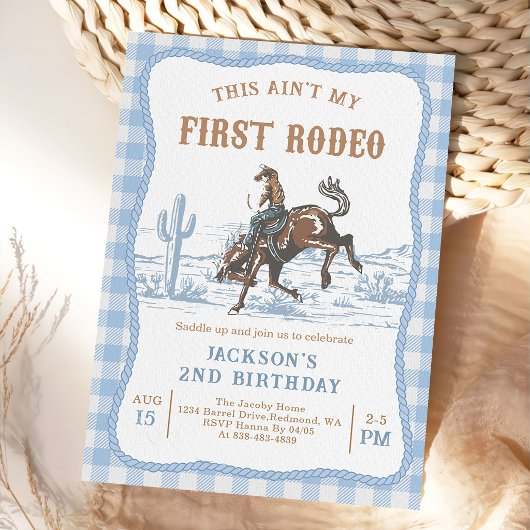 Blue Western Cowboy Birthday Invitation 