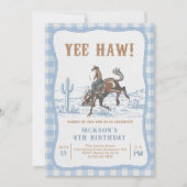 Blue Western Cowboy Birthday Invitation (Devant)