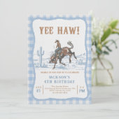 Blue Western Cowboy Birthday Invitation (Debout devant)