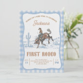Blue Western Cowboy First Rodeo Invitation  (Debout devant)