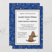 Blue Western Cowboy Pet Wedding Invitation Kaart (Voorkant / Achterkant)