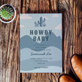 Blue Western Desert Cactus Baby shower Kaart