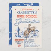 Blue Western Desert High School Afstuderen Kaart (Voorkant / Achterkant)