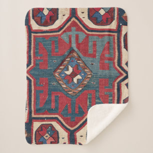 Blue Western Santa Fe Cowboy Style Sherpa Deken