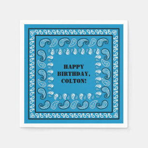 Blue Westerne Bandana Print Birthday Party Servet